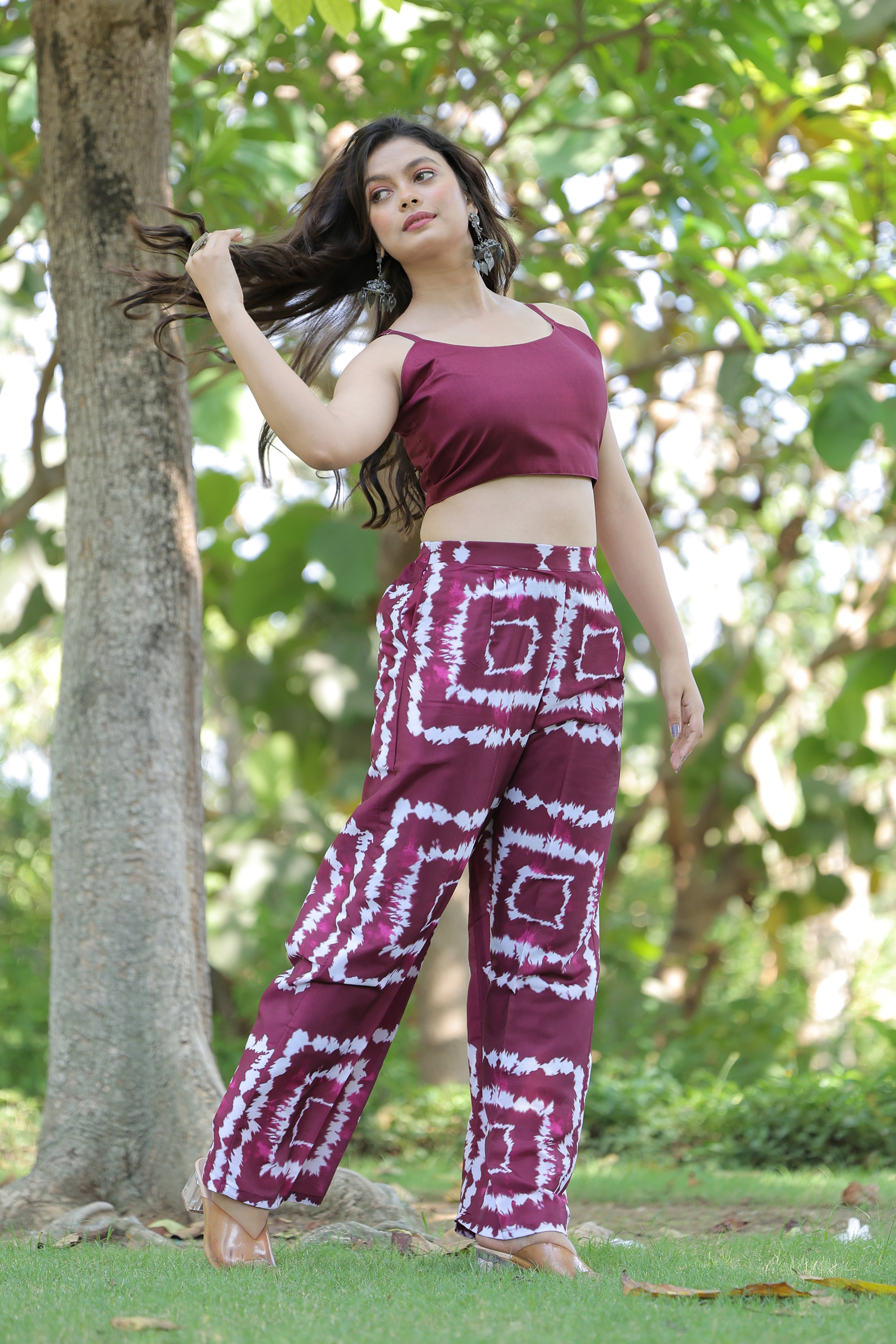 Wine Shibori Print Co-Ord Set