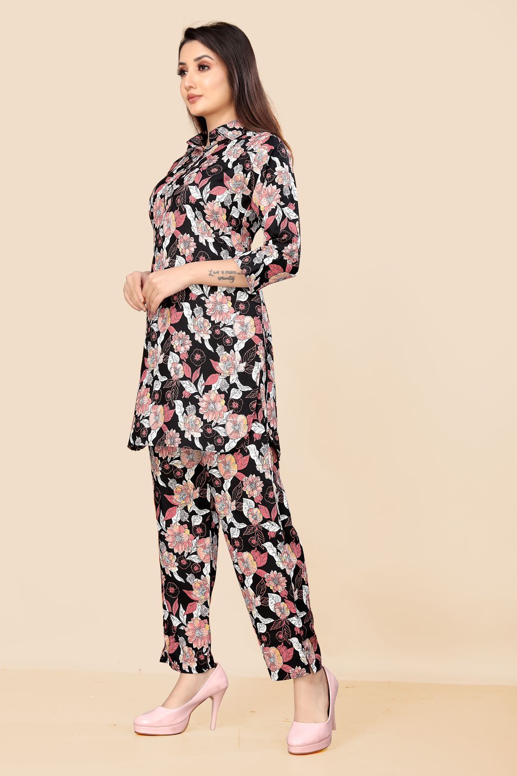 Blac Frower Print Co-Ord Set