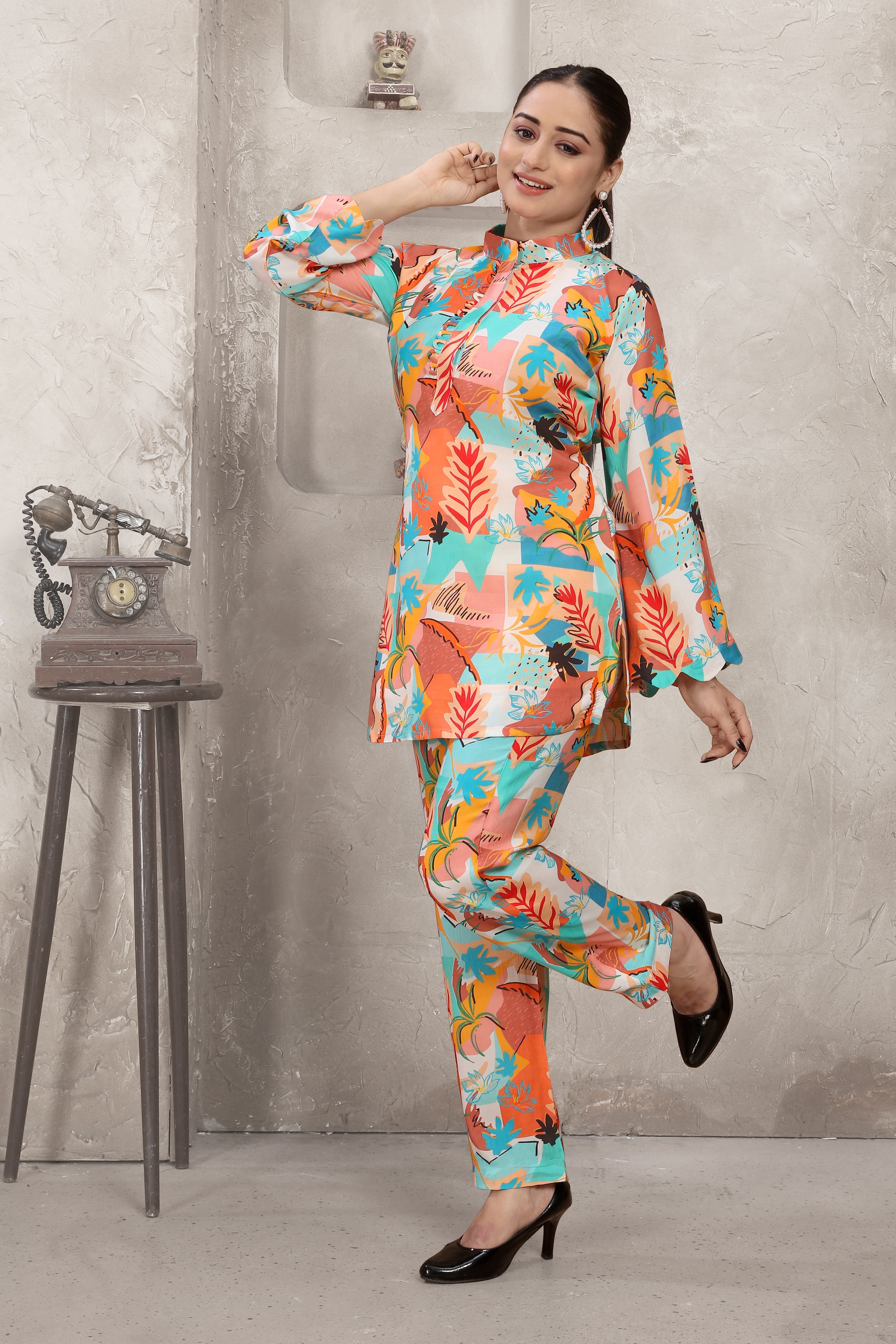 Orange and Blue Tree Print SpatialSpot Co-Ord Set